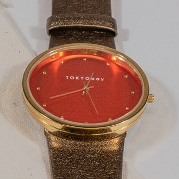 Tokyobay Orange Metallic faced Boyfriend style watch with Bronze metallic band - Picture 2 of 4